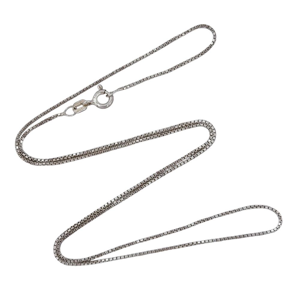Estate Italy Sterling Silver 925 0.8mm Box Link Chain Necklace 18"